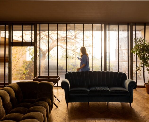 Boutique Hotel Style At Home With Custom Plantation Shutters, Luxurious Sheers & Designer Wallpaper | High-End Window Treatments For Living Rooms | Australian Interior Design Inspiration